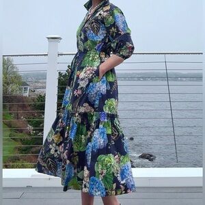 Cara Cara Floral Print Midi Length Cotton Dress NWOT